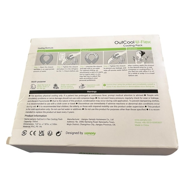 Outcool U-Flex Cooling Pack Neck Swelling Pain Relief Green Reusable Flexible - Picture 3 of 3